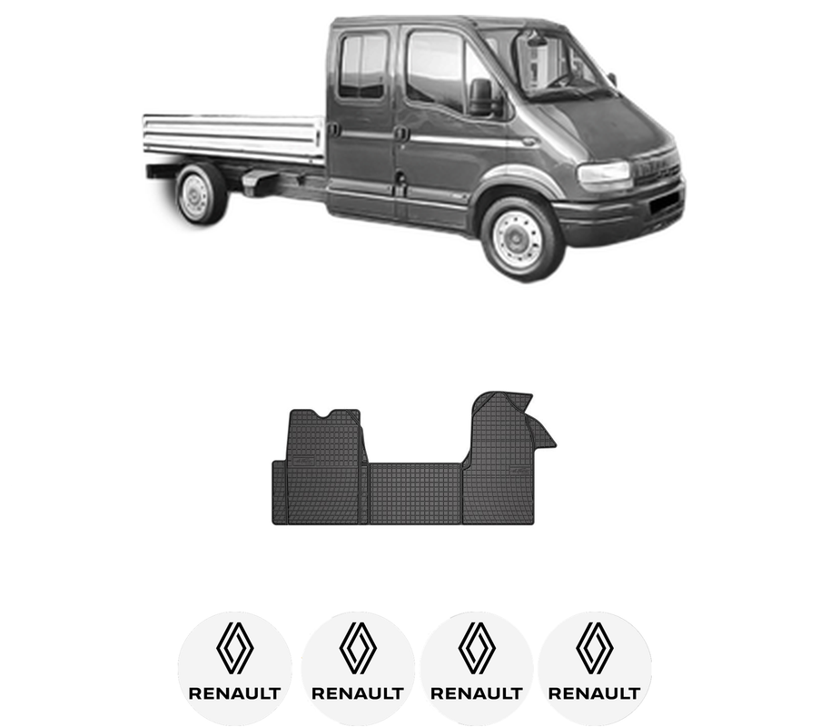 Set covorase presuri RENAULT MASTER II Platform/Chassis (ED/HD/UD) din 1997-2011, auto, din cauciuc thermoplastic, 4 Stickere auto cu RENAULT