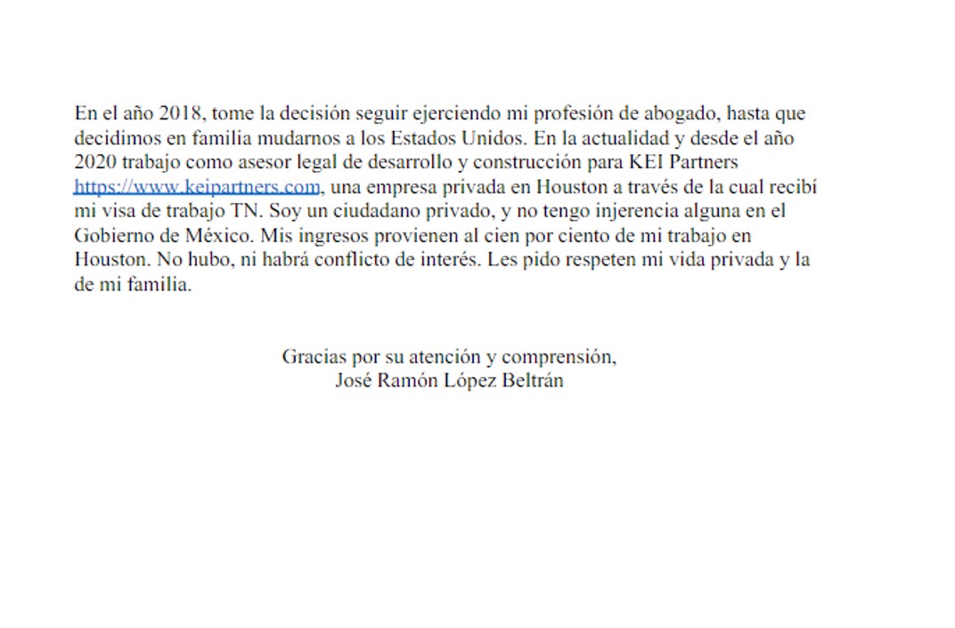 José Ramón, hijo de AMLO responde a casa en Houston; niega conflicto de interés