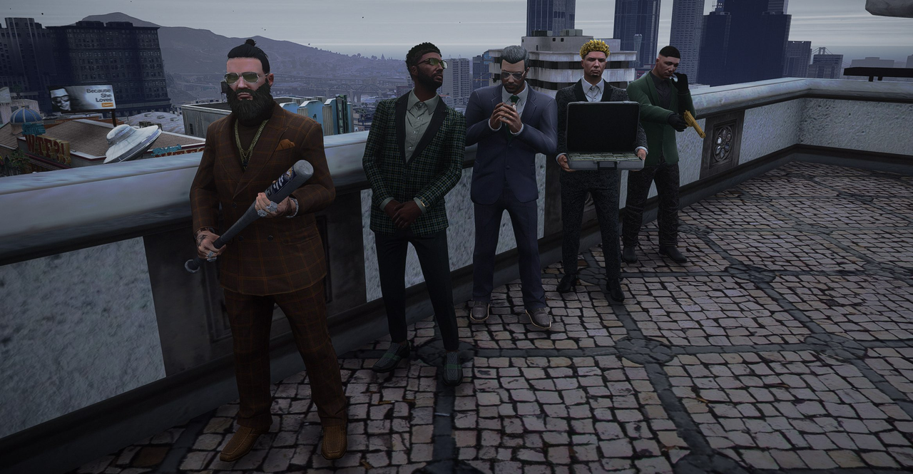 Player family photo — downtown plaza