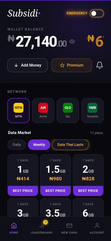 Subsidi app screen