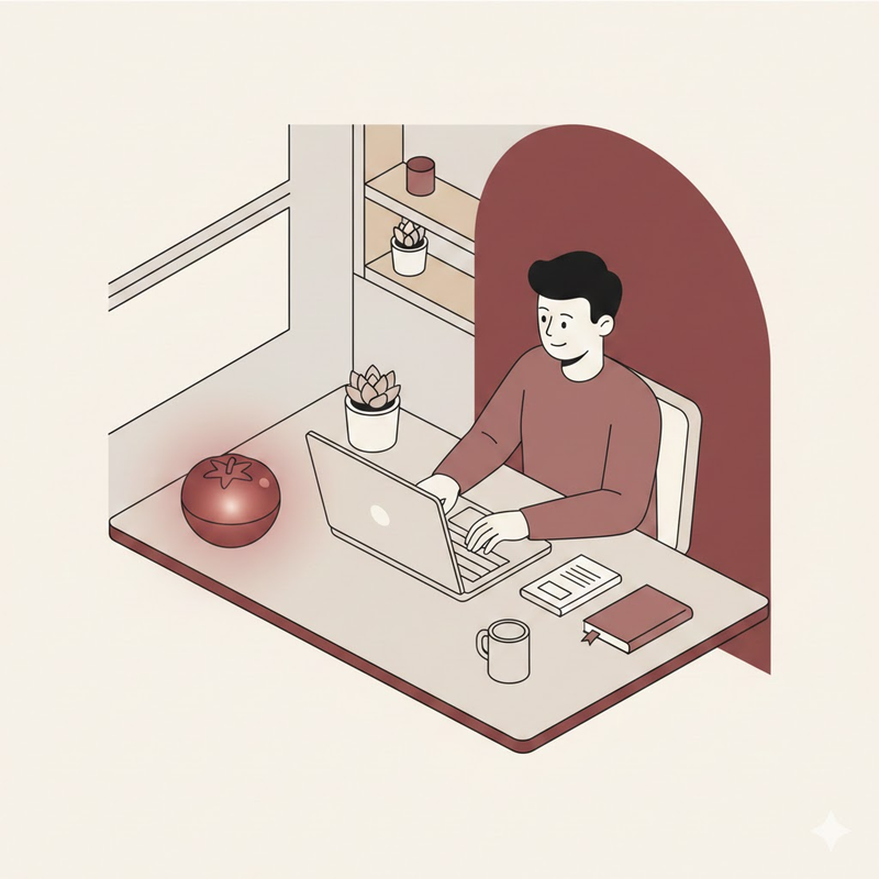 Minh họa phương pháp Pomodoro giúp tập trung sâu, giảm xao nhãng, tăng năng suất làm việc và quản lý thời gian hiệu quả.