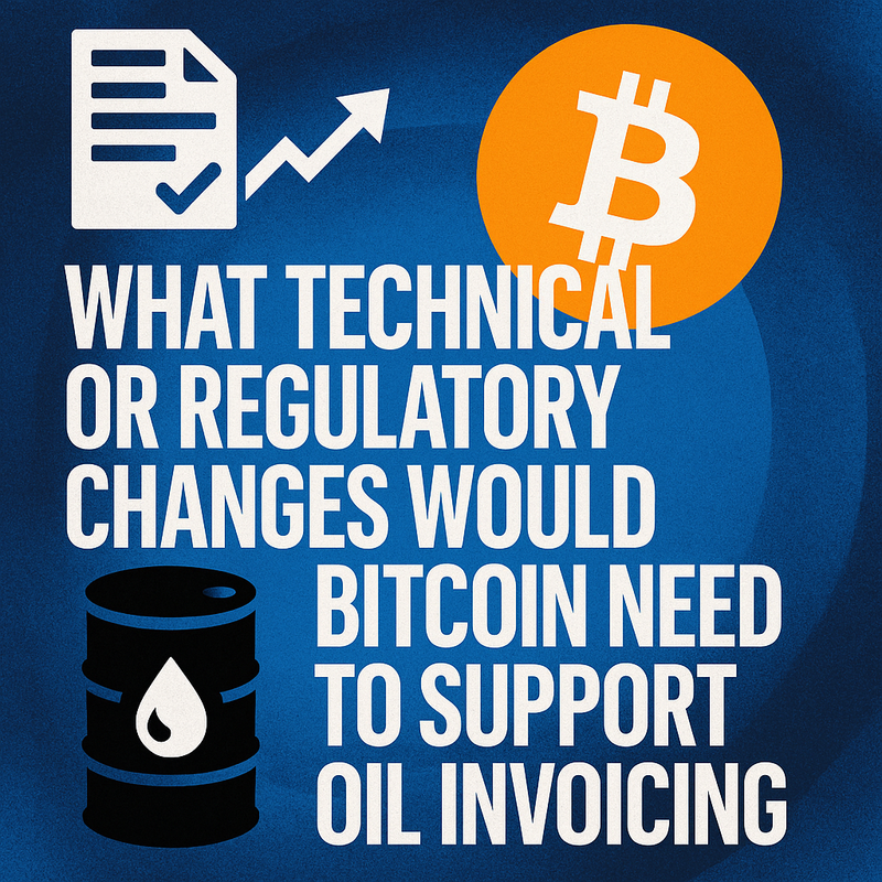 What technical or regulatory changes would Bitcoin need to support oil invoicing