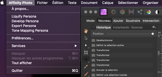 Affinity Photo ouvert
