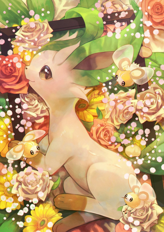 leafeon-and-cutiefly-pokemon-drawn-by-ki