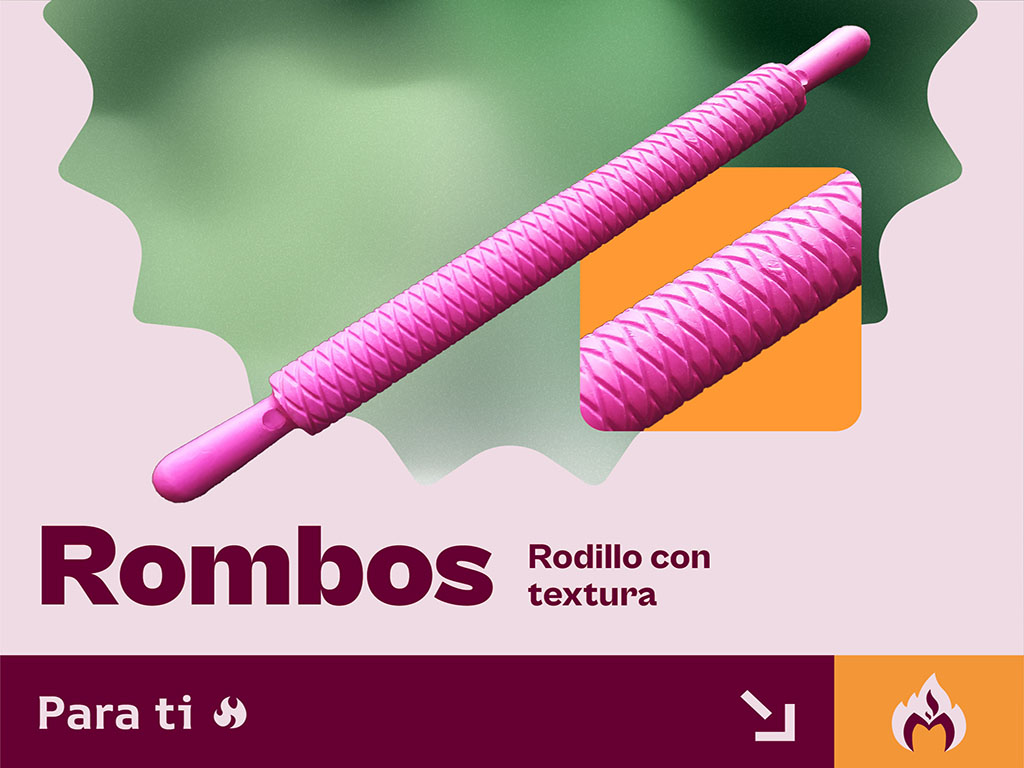 Rodillo Macizo punta diamante texturizador para masas y fondant