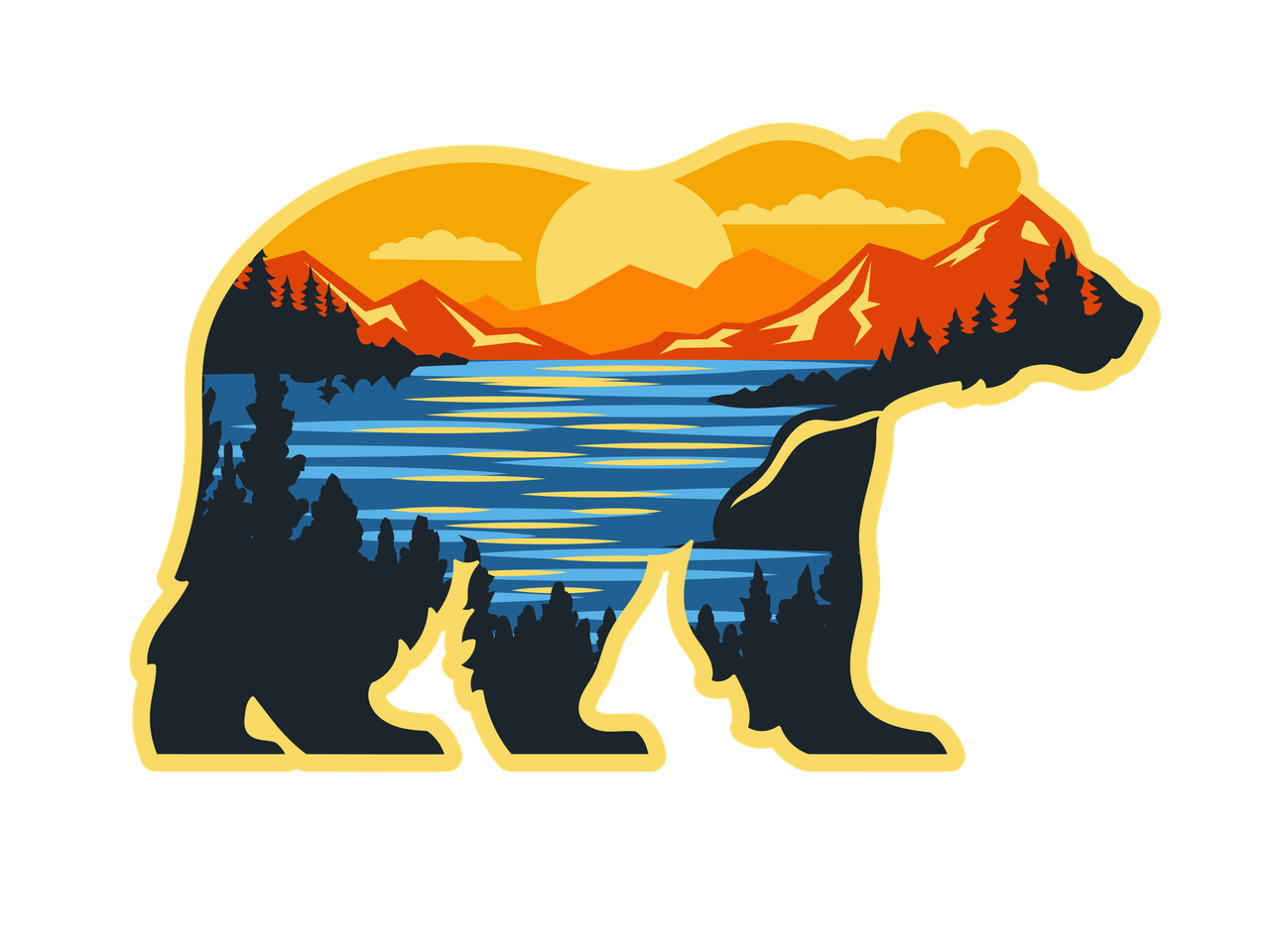Bear Silhouette Landscape