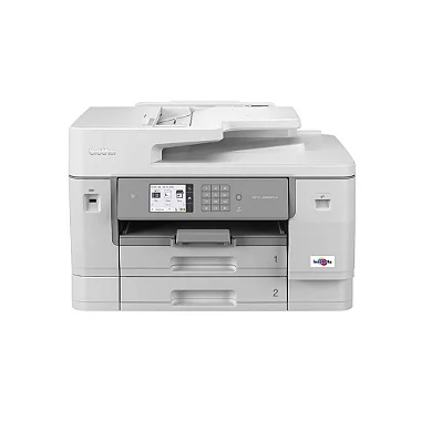 Visão lateral da MFC-J6955DW em um ambiente de escritório