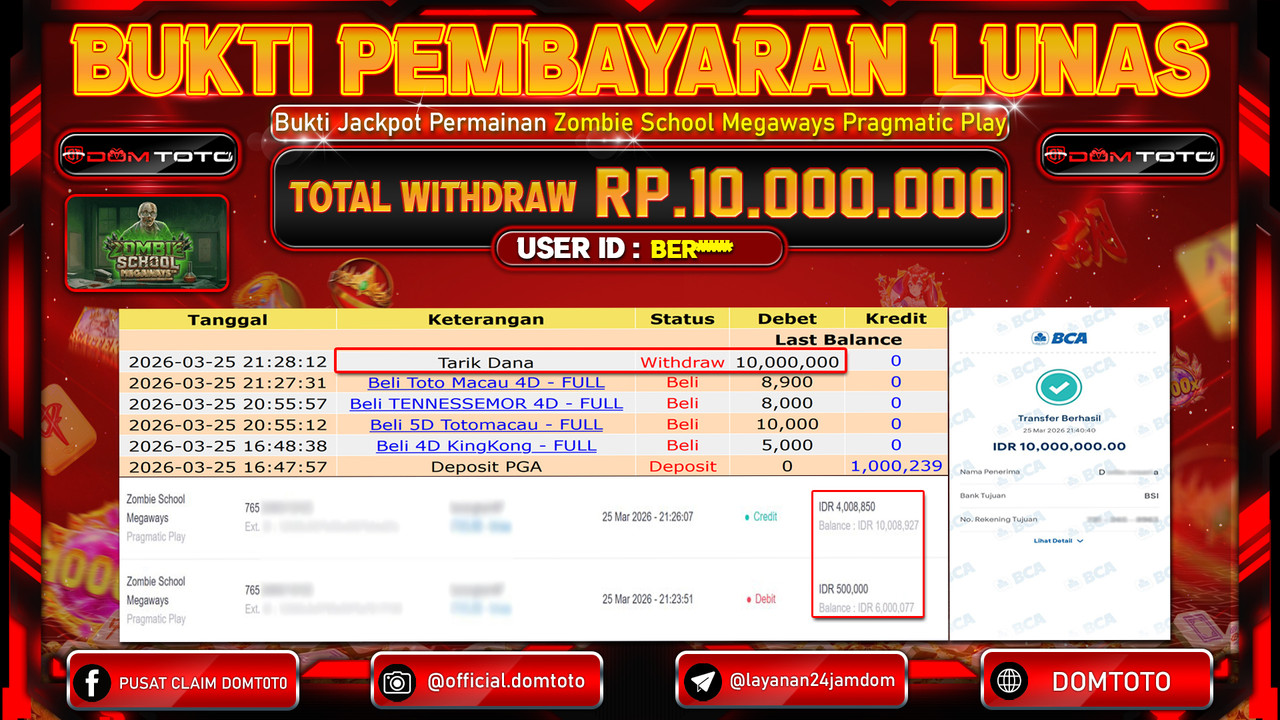 JACKPOT SLOT Zombie School Megaways Pragmatic Play 25 MARET 2026