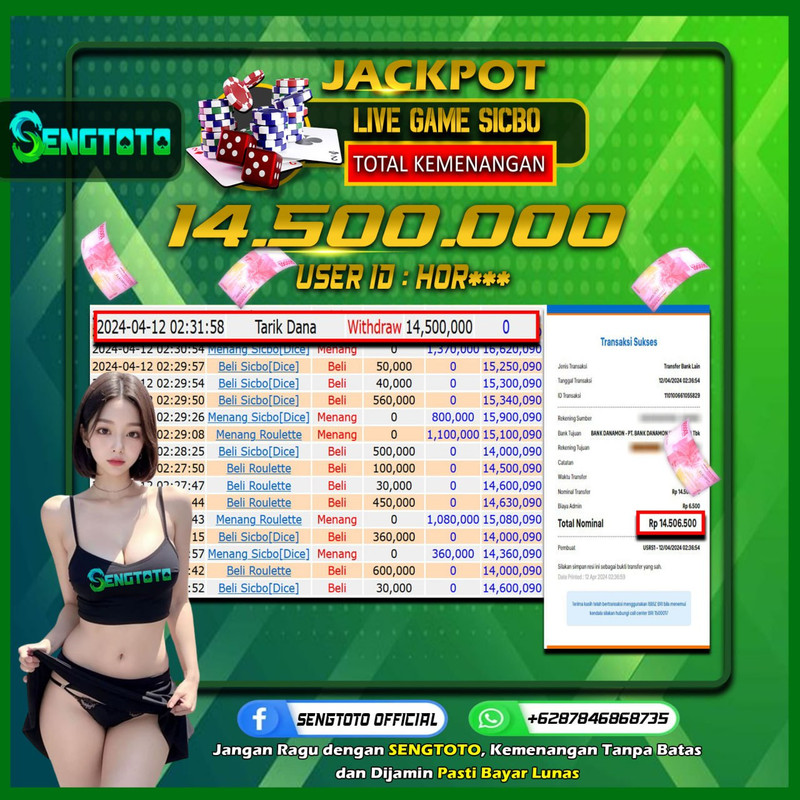 BUKTI PEMBAYARAN LIVE GAME SICBO