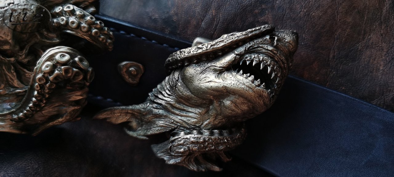 пряжка осьминог акула синий3