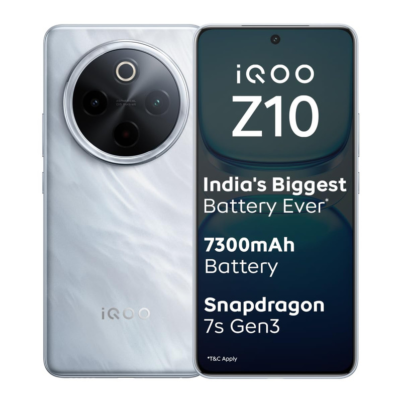 iQOO Z10 5G (Glacier Silver, 12GB RAM, 256GB Storage) Refurbished