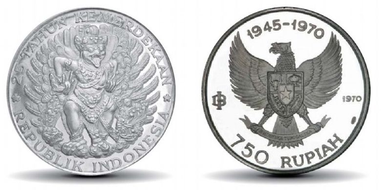 Nominal Rp 750 bergambar Burung Garuda dan Ukiran Garuda Bali