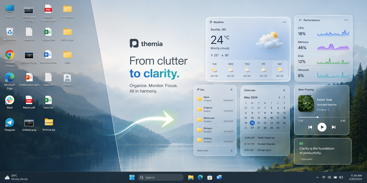 Themia: o dashboard personalizado que finalmente faz seu desktop do Windows valer a pena