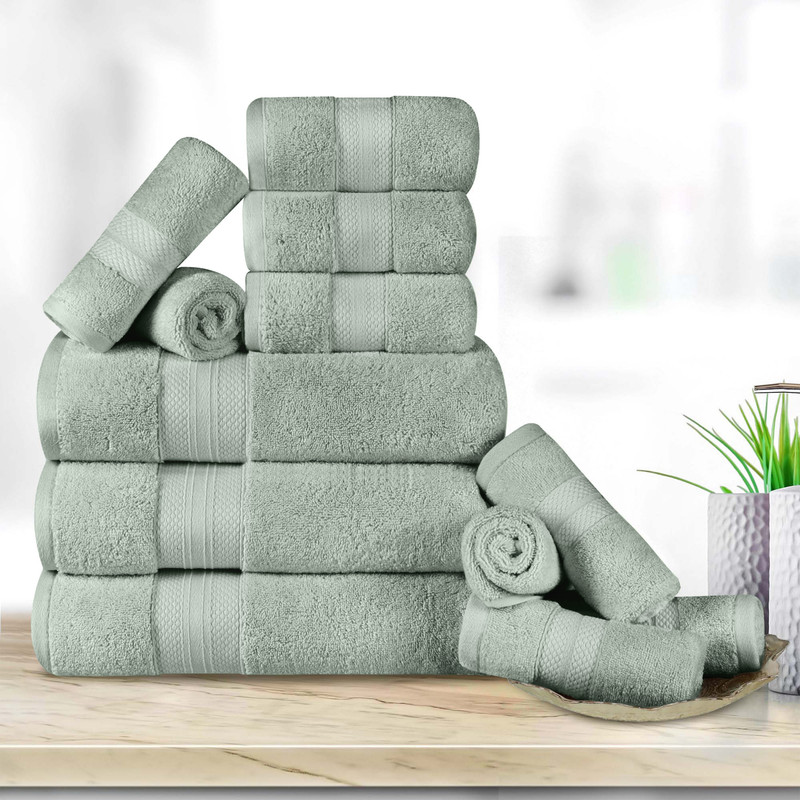 800GSM 12 PC SET OLIVE GREEN Stack Lifestyle