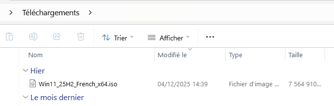 Capture d écran version 25H2 pour Intel 2025 12 05 172805