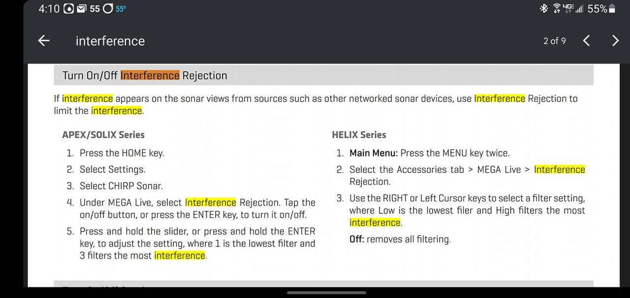 LIVE Interference Rejection