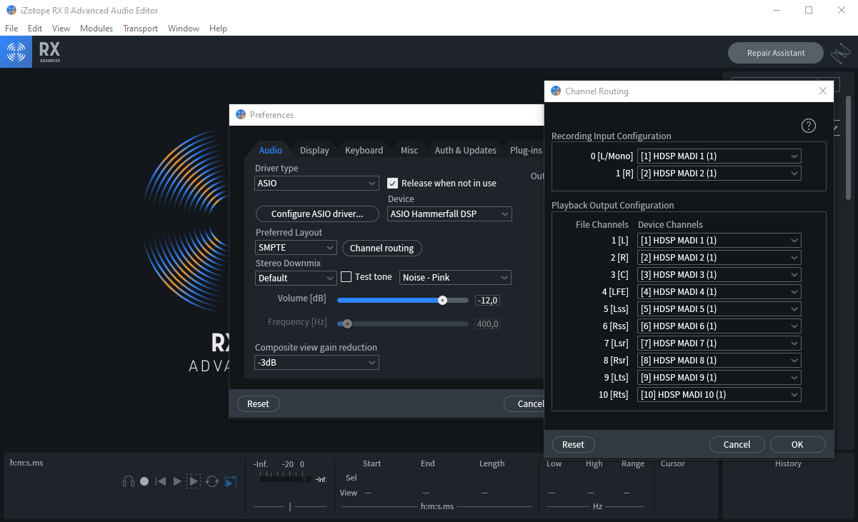 iZotope RX Adv. Prefs