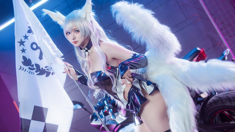 艾西Aiwest 碧蓝航线巴尔的摩&信浓赛车女郎Cosplay写真图集 双人高清图集 47P (200.7M)插图4