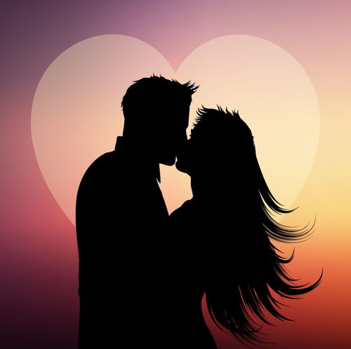 silhouette-of-couple-kissing-on-a-heart-background-vector-19564896