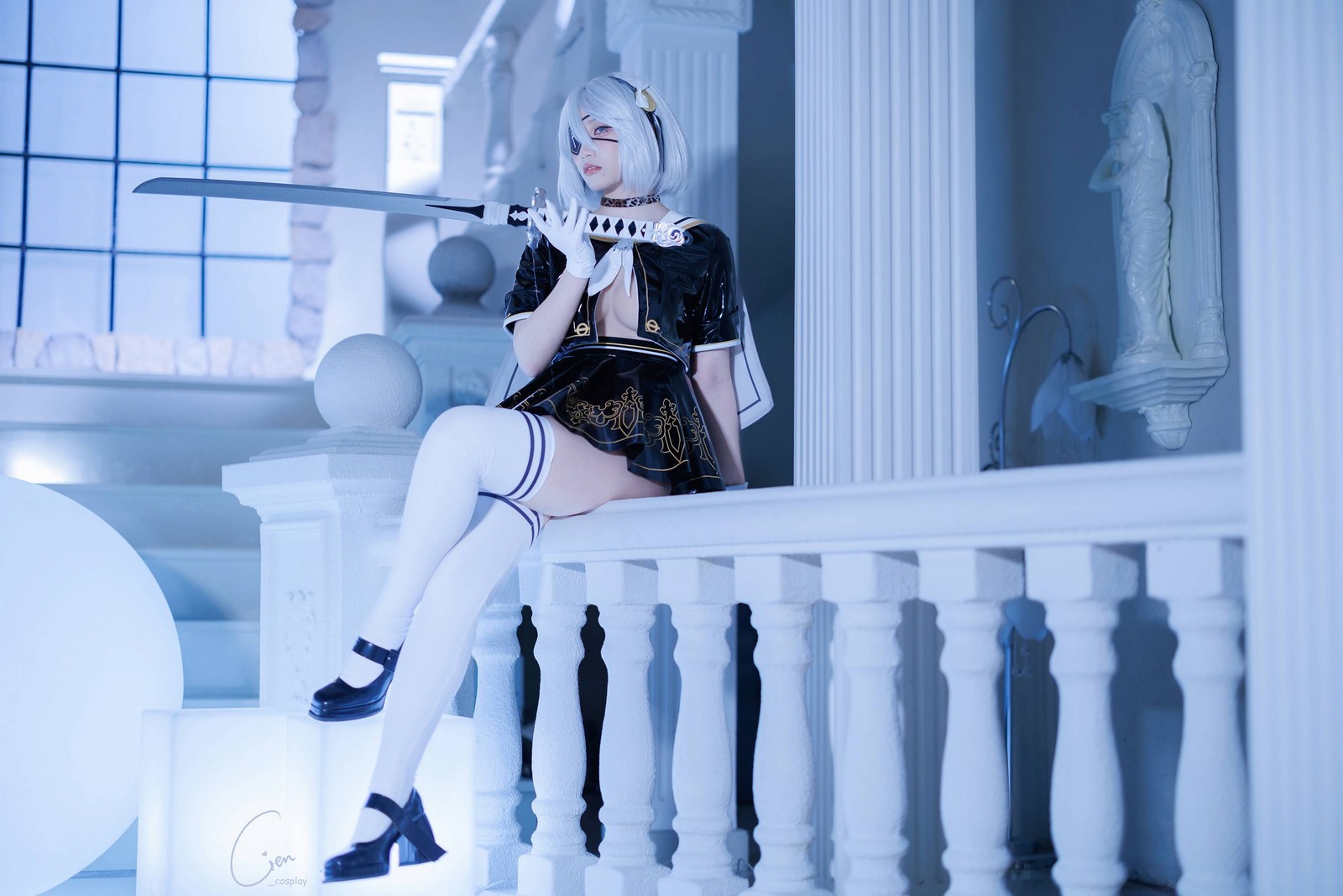 Cien恩恩 2B JK School Uniform Cosplay 高清写真（32P｜15MB）插图9