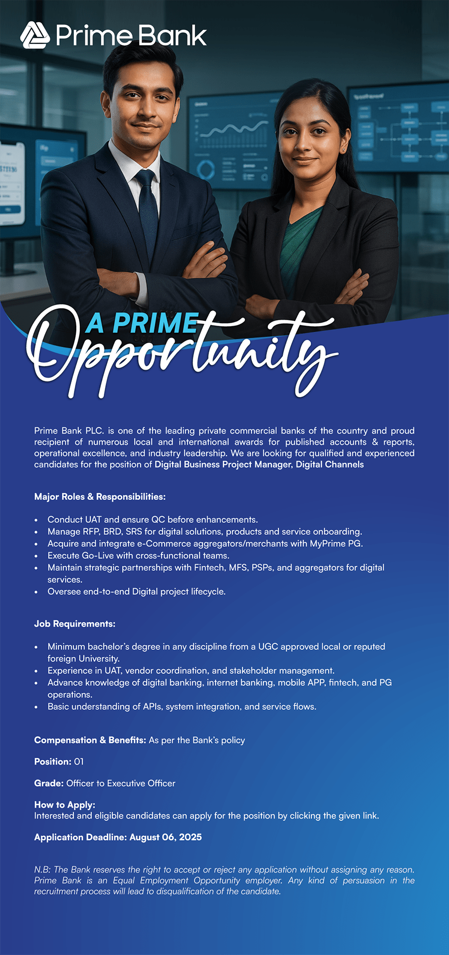 Prime Bank Job Circular 2025