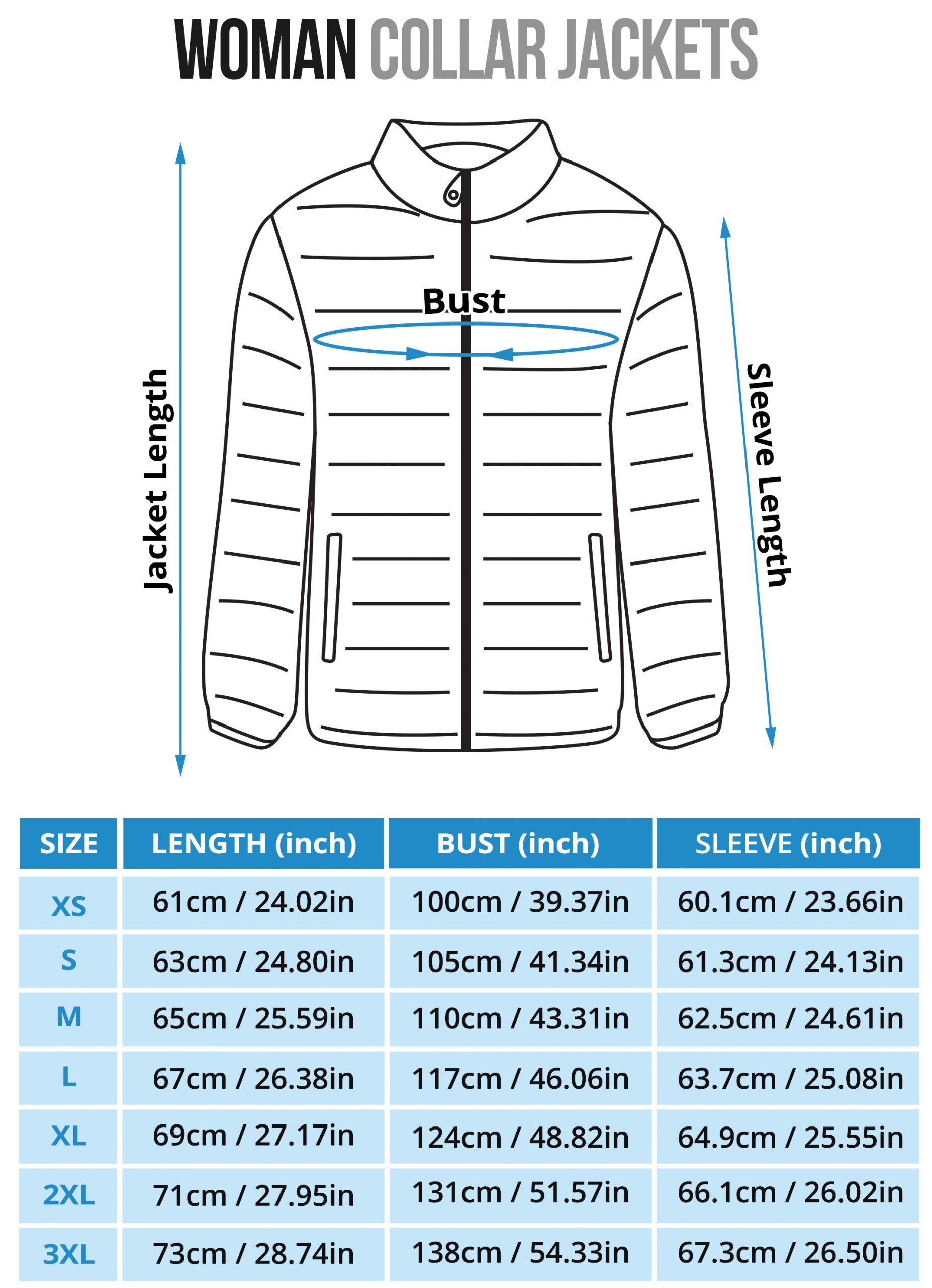 Racing women's checkered flag padded jacket sizing chart