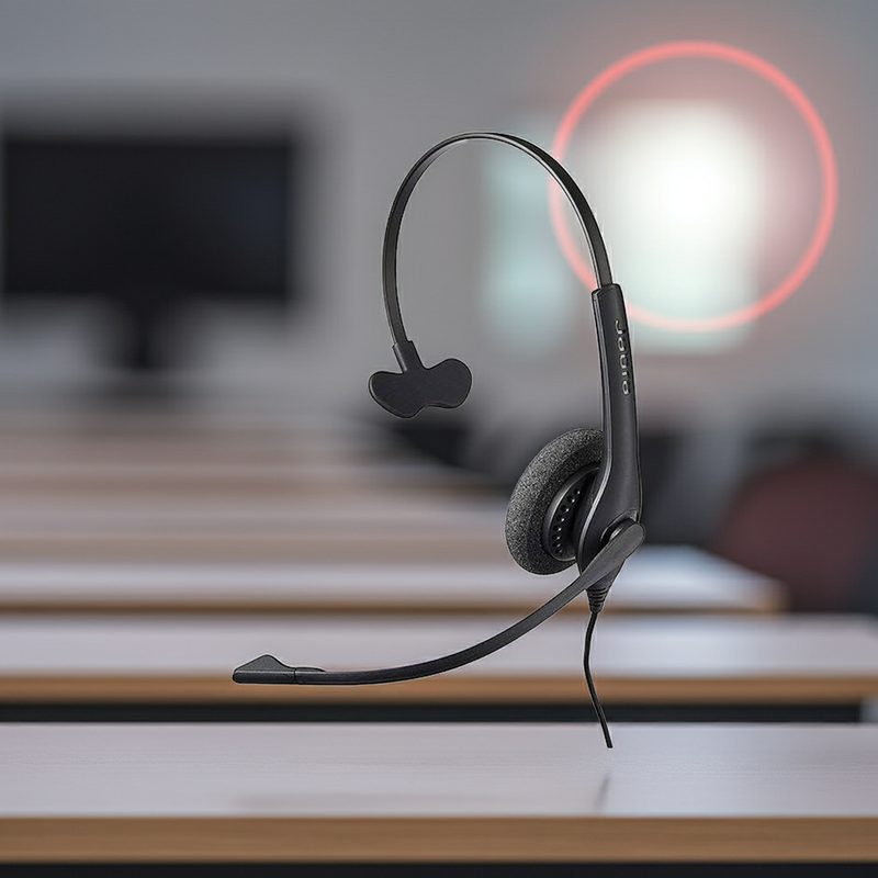 Profissional de contact center usando o Headset Jabra Biz 1100