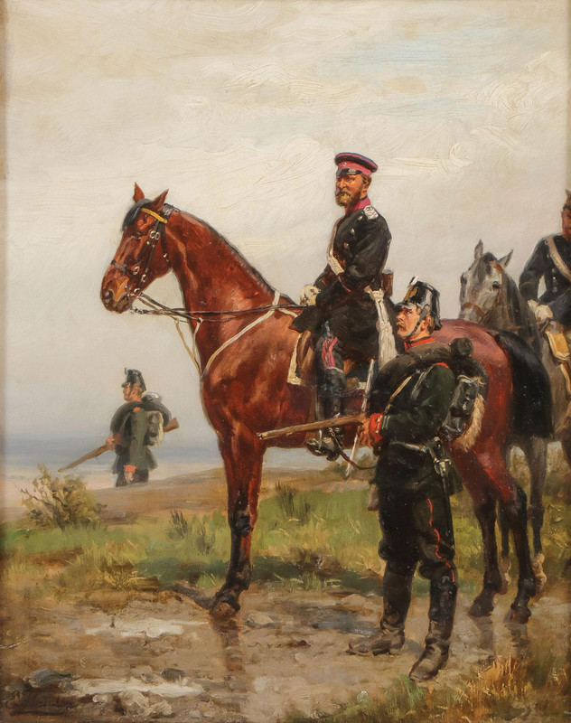 Austro prusiana,Sadowa,El mayor von Unger reconociendo un paso cerca de Sadowa - 1866 ,Emil Hunten