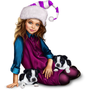 christmas_elf_girl_with_boston_terrier_puppy 41