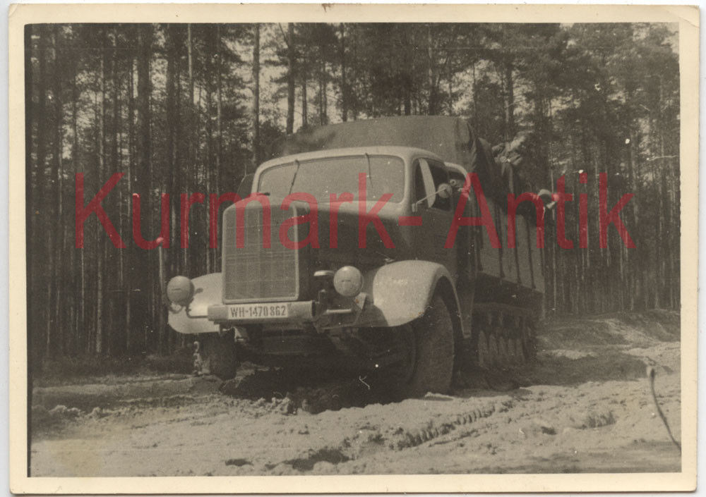 Foto Wehrmacht Gebirgsjäger Panzer Fahrschule LKW Opel Maulteir 