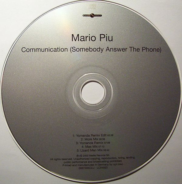 11/06/2023 - Mario Piu – Communication (Somebody Answer The Phone)(CD, Maxi-Single)(Club Tools – 0067305CLU)   2000 R-102503-1196959070