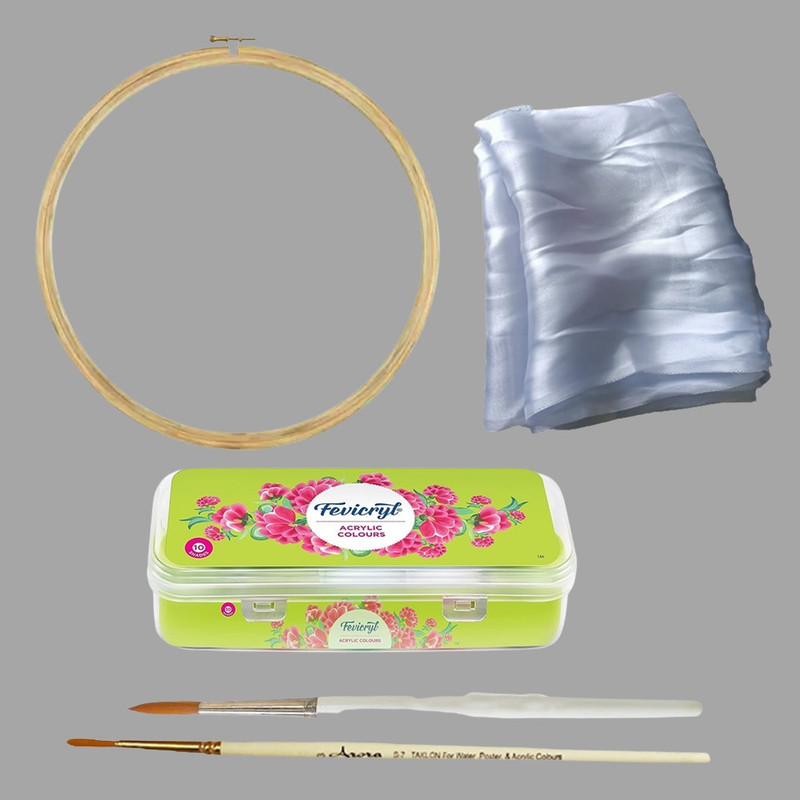 Penkraft Fabric Painting on Organza Stole DIY kit with Free video tutorial
