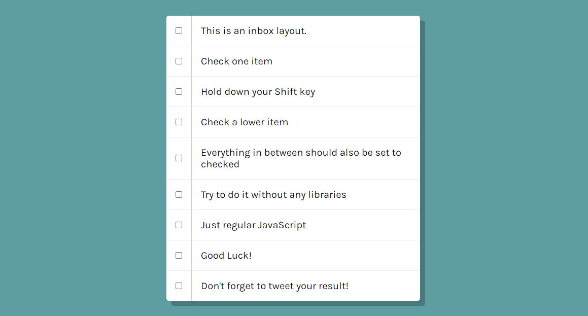 "Hold Shift and Check Checkboxes" project screenshot