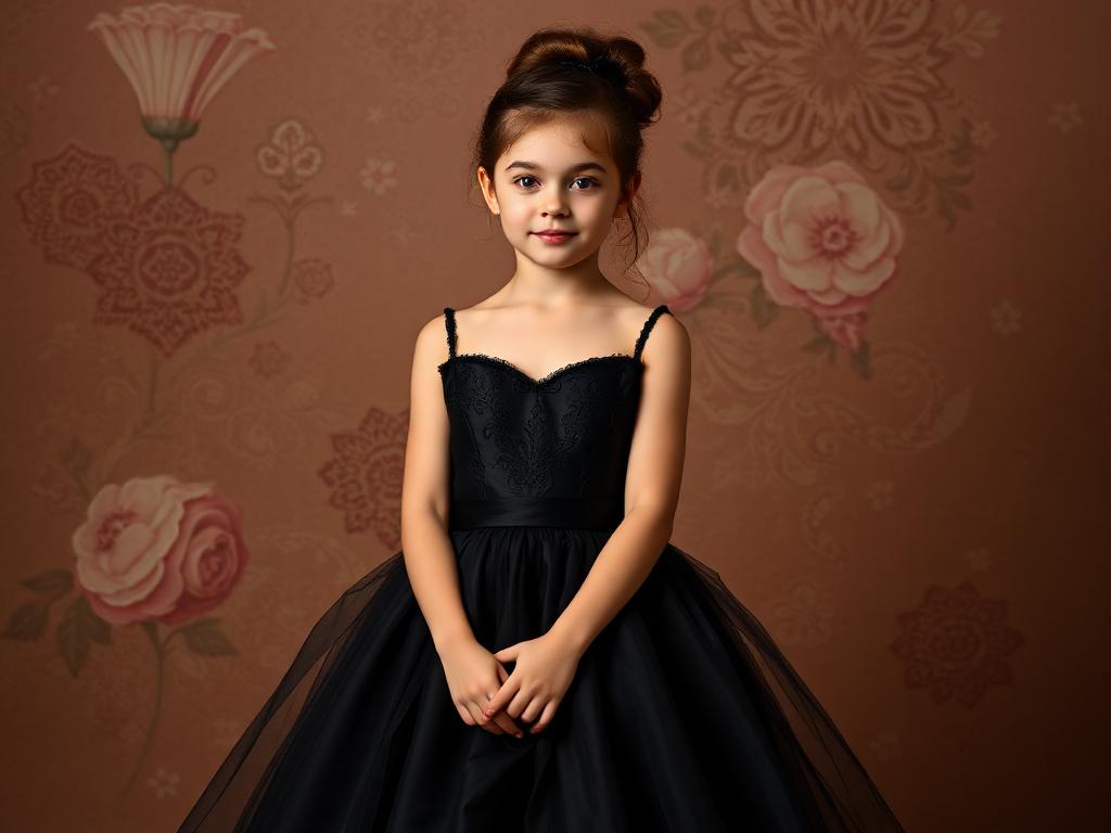 14-year-old girl's black gown