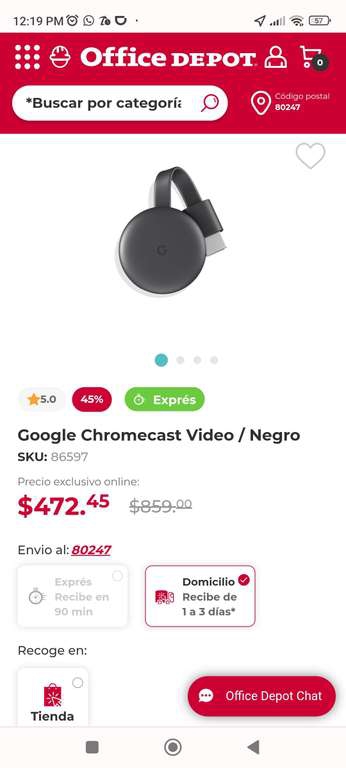 Office Depot: Chromecast 3ra generación