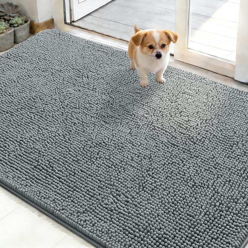 OLANLY Dog Door Mat for Muddy Paws 48x30 Grey