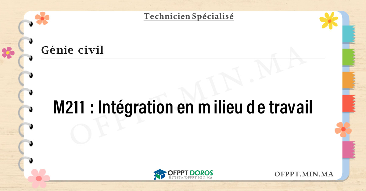 Sommaire détaillé du cours Intégration en milieu de travail M211 OFPPT - Structure du module