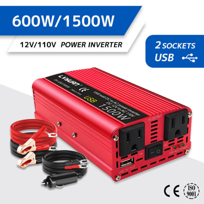 Convertidor de vehículo (inversor) de 12v a 110v 1500W.