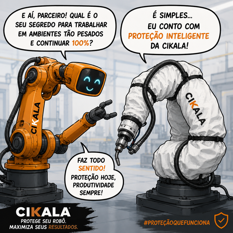 Creative illustration of industrial robots facing factory working conditions