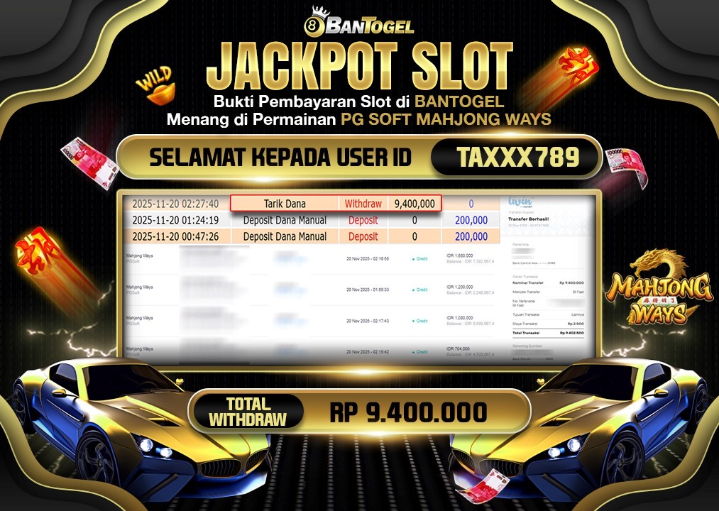 BUKTI JACKPOT LUNAS BANTOGEL