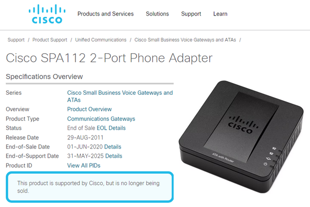 Cisco SPA112 2-Port Phone Adapter