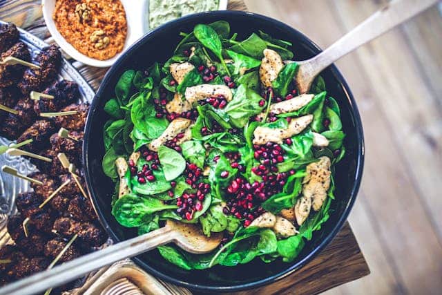 A leafy greens salad bowl