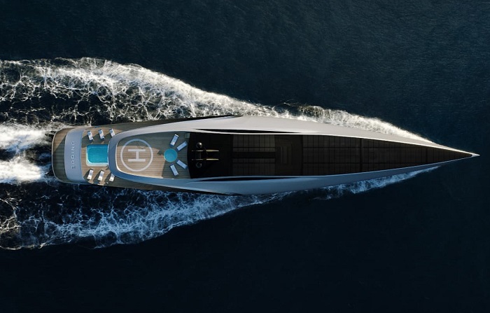 Unique 71, desain superyacht dengan bentuk unik yang menyerupai pisau raksasa.