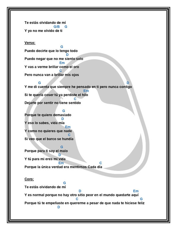 Te Estas Olvidando De Mi BERET Letra y Acordes by MUSICTUTORIALS page 0002 — Postimages