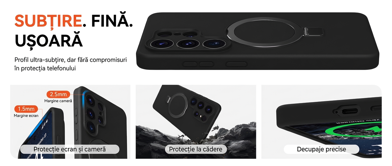 Husa pentru Samsung S26 Ultra DaDen® Silicon MagSafe Ring, Inel de Prindere, Incarcare Wireless, Protectie Camera, Antisoc, Protectie Premium, Negru dd SI9p0AQRed6Hu GWKYS5Q T3y Krqa Qt SZL8h SXM8Itw cover