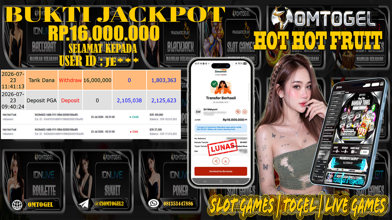 OMTOGEL JACKPOT HABANERO HOT HOT FRUIT  Rp,16,000,000,- DIBAYAR LUNAS