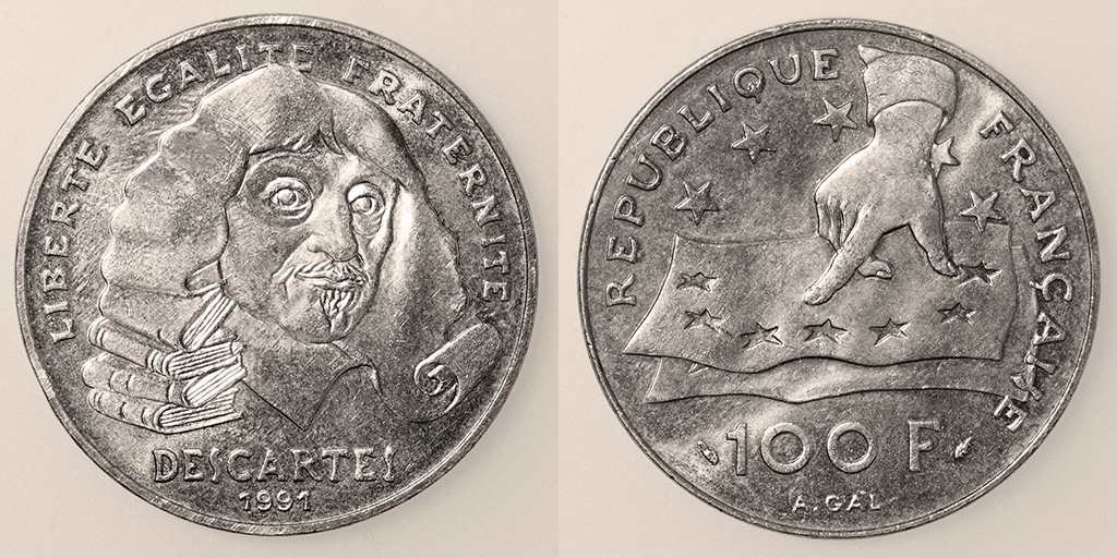 Las monedas de 100 francos de plata. Francia. V República. 1991