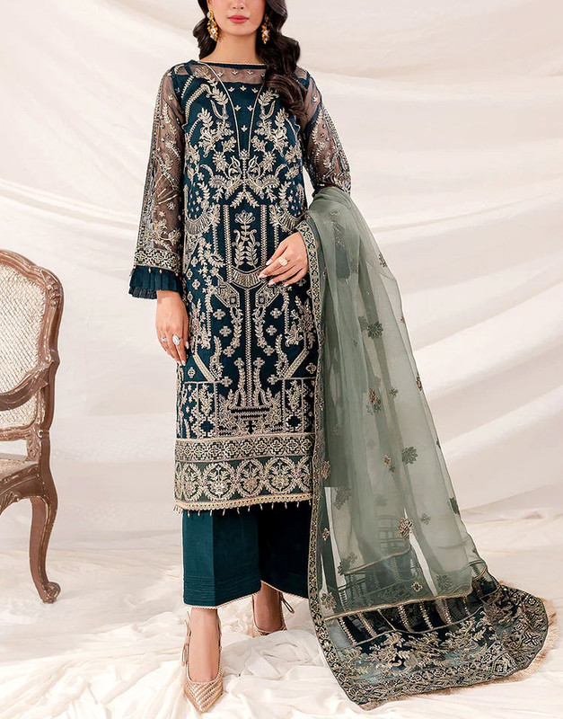 Luxury Heavy Embroidered Organza Wedding Dress