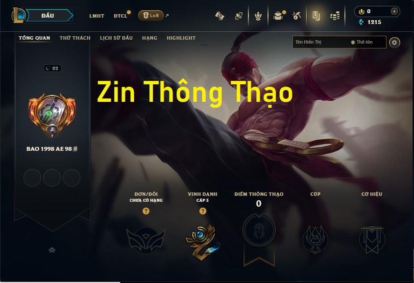 Acc LMHT # - Không Khung