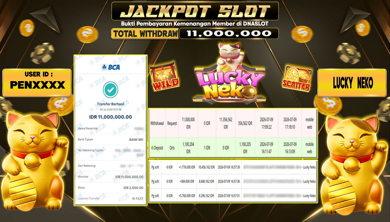 JACKPOT SLOT LUCKY NEKO  09 JULY 2026